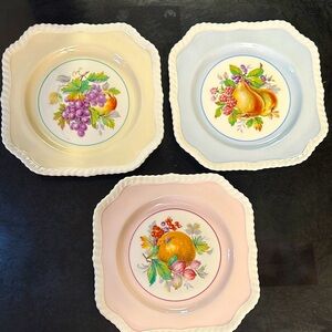 Johnson Brother Elegant Fruit Design set of 3 dessert plates.